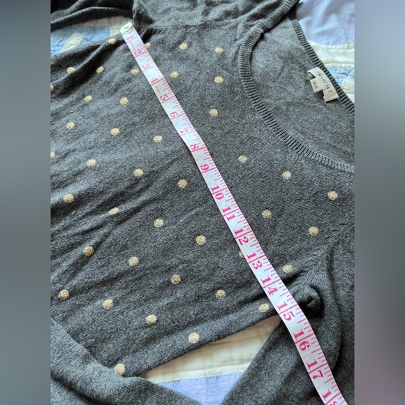 Smartset Womens Grey Gold Polka Dot Soft Cozy Scoop Neck Knit Sweater XS - Picture 5 of 6